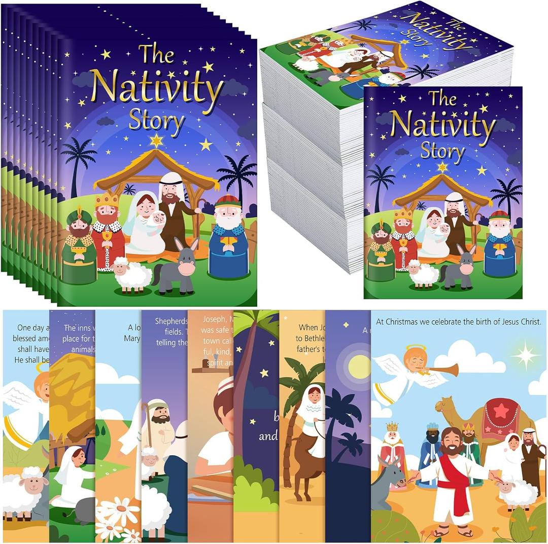 30 Pcs Small Christmas Nativity Story Books Bulk 4.1x5.5 Inch Bible Christian the Nativity Story of Jesus Birth Books Religious Prizes for Party Sunday School Church Bag Filler