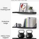 BAYKA Wall Mounted Floating Shelves, Wood Floating Wall Shelf for Books & Decor, Small Space-Saving Display & OrganizerBlackSet of 3