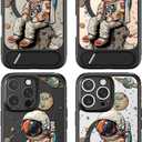 2 x Bouvardia for iPhone 16 Pro Case - Multi-Scenario Kickstand & Cosmic Astronaut Pattern - Compatible with Magsafe - Aesthetic Cute Design for Women and Girls