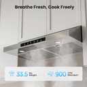 VIKIO HOME 30 Inch Under Cabinet Range Hood 900 CFM, Dual Motor Powerful Kitchen Vent Hood, Gesture & Touch Control, Ultra Quiet DC Motor, Dishwasher-Safe Filters, LED Lights, Stainless Steel