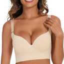  Sutliant
Women's Deep Cup Bra Hidden Back Fat Full Back Coverage Bra with Shapewear and Built-in Push Up Sports Bra
 Beige 95D/42