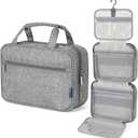 PAVILIA Hanging Toiletry Bag Travel Bag Women Men, Foldable Cosmetic Organizer, Roll up Makeup Bag, Water Resistant Accessories Toiletries, Large Travel Essentials Kit (Heather Grey)
