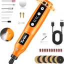 Cordless Rotary Tool Kit, 3.7V 2.0Ah Rechargeable Battery, 18000RPM 5-Speed Multi Power Carving Tools, 31Pcs Accessories, Engraving, Sanding, Grinding, Polishing, Carving, Etching, DIY-Orange (Orange With Light)