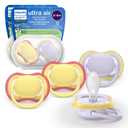 Philips Avent Ultra Air Pacifiers - Orthodontic Design, for Babies 0-6 Months, Soft Silicone Symmetrical Nipple, BPA-Free, 2 Sterilizing Cases, 4 Pack, SCF087/20 (Lilac)