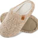 EverFoams Women's Fuzzy Slip-on Slippers Soft Comfy Memory Foam Indoor House Shoes Size 5-6