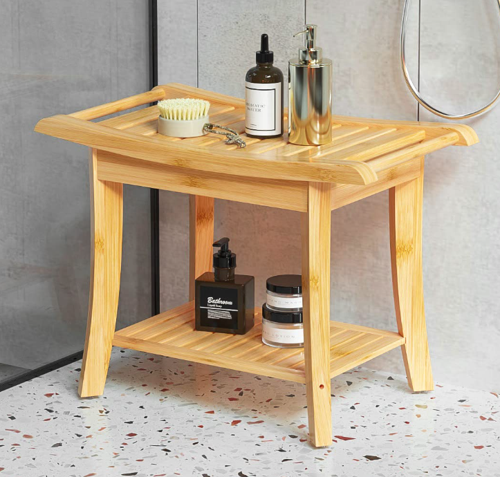Bamboo Shower Bench, Bathroom Bench, Small Bench, Sauna Bench, Corner Bench, Wooden Shower Bench, Shower Stool Wood, Bathtub Bench, Spa Benches