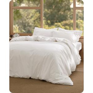 Bedsure Cotton Duvet Cover King - Luxury Slub Weave 100% Cotton Duvet Cover Set with a Linen Like Textured, Easy Change Durable Bedding Set 3 Pieces, Coconut White, 104" x 90"