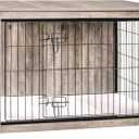 DWANTON Dog Crate Furniture with Cushion, Wooden Kennel Table with Double Doors, Indoor Dog House, Large Size, Greige, 38.5"L x 25.6"W x 26.8"H 