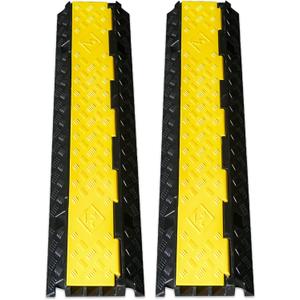 CXRCY Cable Ramp 2 Pack of 3 Channel PVC Rubber Cable Protector, 44000lbs Capacity Heavy Duty Speed Bumps Hose Cord Protector Ramps for Wire Hose Pipe Hider Driveway Outdoor