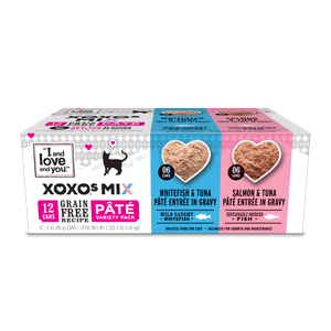 XOXOS SALMON & WHITEFISH PÂTÉ VARIETY 12 cans, Bb Date: 12/01/2027