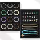 2 PCS Jewelry Drawer Organizer, 12 Grids Jewelry Display Tray Stackable Velvet Jewelrys Trays with Removable Dividers Multipurpose Earring Holder Necklace Bracelet Ring Organizer
