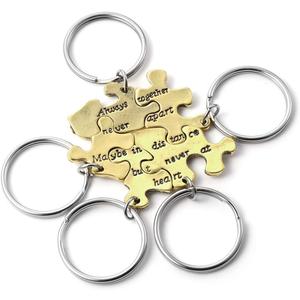 Top Plaza 5 Pcs BFF Best Friend Keychain Friendship Family Keychains Matching Puzzle Keyring Set -Always together never apart Maybe in distance but never at heart (Silver,gold)