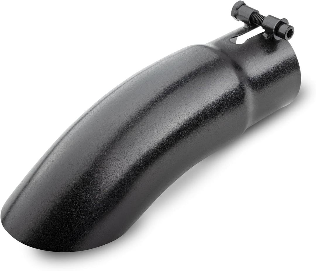 2.5 inch Inlet Curved Exhaust Tip, 3" Outlet 9" Overall Length Stainless Steel Turn Down Exhaust Tail Pipe, Bolt-On, Sleek Angle Cut, Polished Tailpipe, Black