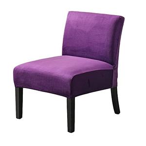 OBCREAT Armless Accent Chair Cover,High Stretch Slipper Chair Slipcovers Soft Velvet Armless Chair Covers with Elastic Bottom Plush Furniture Protector Cover for Living Room Home Hotel (Purple)