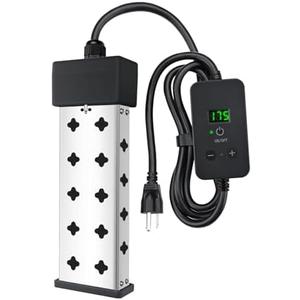 Immersion Water Heater 1800W, Portable Submersible, Real Time Temp Display, Thermostat Temp Control, Dry Burn Protection, Heating for Buckets Bathtubs Hot Tubs Above Ground and Inflatable Pools: Tools & Home Improvement