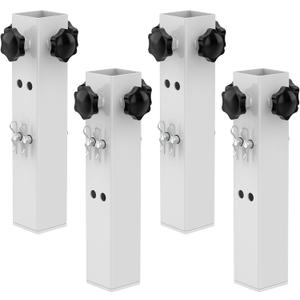 4 Pcs White Table Leg Extenders - Adjustable, Metal Square Folding Leg Risers, Raise Table Height 3.5"/5.5" (Inner Diameter 1.35")