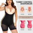 Women's Plus Size Full Body Shaper Open-Bust Slimmer Seamless Tummy Control Shapewear Bodysuit (Black)