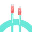 chubbycable Two-Color Chubby - 240W Silicone USB C Cable Extra Thick Fast Charging Cable Compatible with iPhone 16/15 Plus/Pro Max, Samsung Galaxy, Light Blue+Light Pink, Type-C to Type-C, 6.6FT