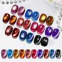 JODSONE 12 Colors Cat Eye Gel Nail Polish Set Blue Purple Red Black with Base Coat &Top Coat Magnet for DIY Salon Nails All Seasons (10Color-CE-3)