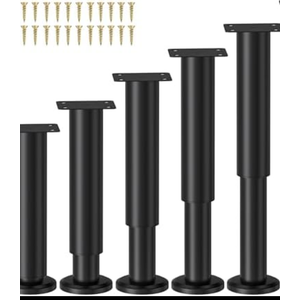 4 Pcs Adjustable Bed Center Support Legs 7.08-12.2 inch for Bed Frame/Bed Center Slat, Metal Adjustable Furniture Legs for Bed/Cabinet/Sofa/Dresser/Couch/Table, Heavy Bed Legs Replacement