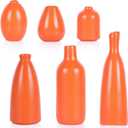 Matte Orange Vase Set of 6 - Bud Vases in Bulk, Modern Minimalist Flower Vases for Home Decor, Ceramic Mantle Vase Set, Rustic & Boho Centerpiece Vases for Entryway Table, Shelf, Living, or Bathroom