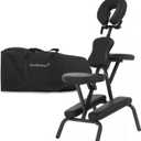BestMassage Portable Massage Chair Foldable Tattoo & Spa Chair with Adjustable Face Cradle, High-Density Cushion, Lightweight Frame & Carry Bag, Black, 18 Inches X 22 Inches X 46 Inches