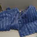 18x18 Throw Pillow Covers Set of 2, Decorative Faux Fur Covers for Bed, Couch Soft Fluffy Pillow Cover with Velvet Back for Living Room, Neutral Home Dcor Accent for Sofa - Blue