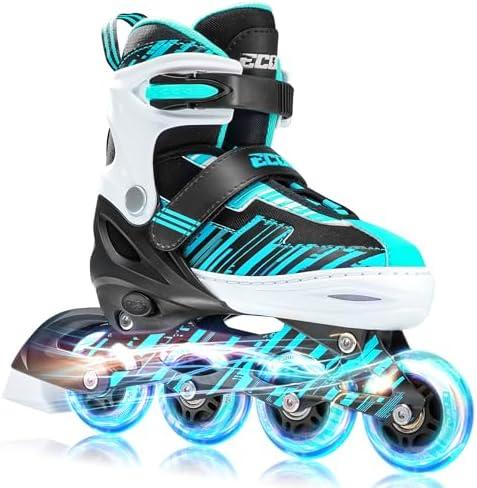 ECOO Adjustable Inline Skates Boys and Girls up Wheels，Roller Skates for Kids Teen Skates for Beginner Outdoor and Indoor 13C-3Y