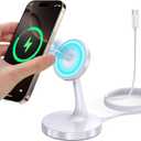 Magnetic Wireless Charger iPhone Stand, 15W Fast Mag-Safe Charger iPhone 17/17 Air/17 Pro/17 Pro Max 16/15/14/13/12 Series Magnet Wireless Charging Station/Pad/AirPods for Home, Office, Travel