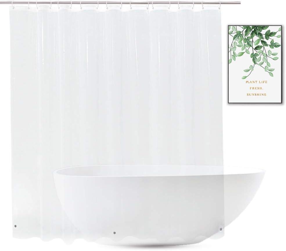 Extra Wide Shower Curtain Liner 108 x 72, Waterproof Heavy Duty Clear Vinyl Shower Liner for Bathroom and Bathtub, 18 Plastic Hooks