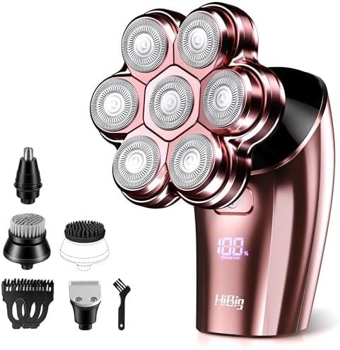 Electric Razors for Women Legs: 5-in-1 Rechargeable Body Shaver, 7D Wet & Dry Bikini Trimmer, IPX7 Waterproof Lady Hair Remover for Face, Underarms, Pubic, Rose Pink