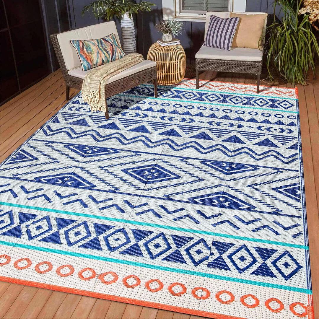 Outdoor Rugs Patio Camping Waterproof - 4x6 Plastic Straw Patio Rug Portable for Campers, Outside RVs Mat, Outdoor Area Carpet for Patios Clearance, Backyard Porch, Balcony, Picnic