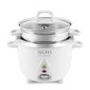 Aroma Housewares 6-Cup (Cooked yield ) / 1.2Qt. Select Stainless Pot-Style Rice Cooker, & Food Steamer, One-Touch Operation, White