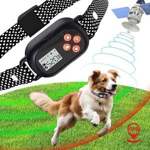 GPS Wireless Dog Fence System, Rechargeable Electric Fence for Dogs, Up to 25-999 Yards Adjustable Wireless Pet Fence, Waterproof Outdoor Dog Fence for Small/Medium/Large Dogs