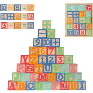 Joqutoys ABC Wooden Building Blocks for Toddlers 3 Large, 40 PCS Alphabet & Number Stacking Blocks with Storage Tray, Montessori Educational Learning Toys for Boys Girls Kids Gifts 1.65"