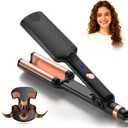Crimper Hair Tool, Mini Hair Crimper for Women Heating up 390F, Waver Curling Iron with Europe UK Adapter Plug, Double Voltage Crimping Iron for All Style (9.5 Inch/1.5 Inch) (Black)