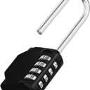 ZHEGE Long Shackle Padlock, 4.53" Overall Height, 2.62" Shackle Height, 4 Digit Combination Lock Outdoor for Fence Gate, Shed, Garage, Resettable Long Combo Lock for Gym & School Locker (Black)