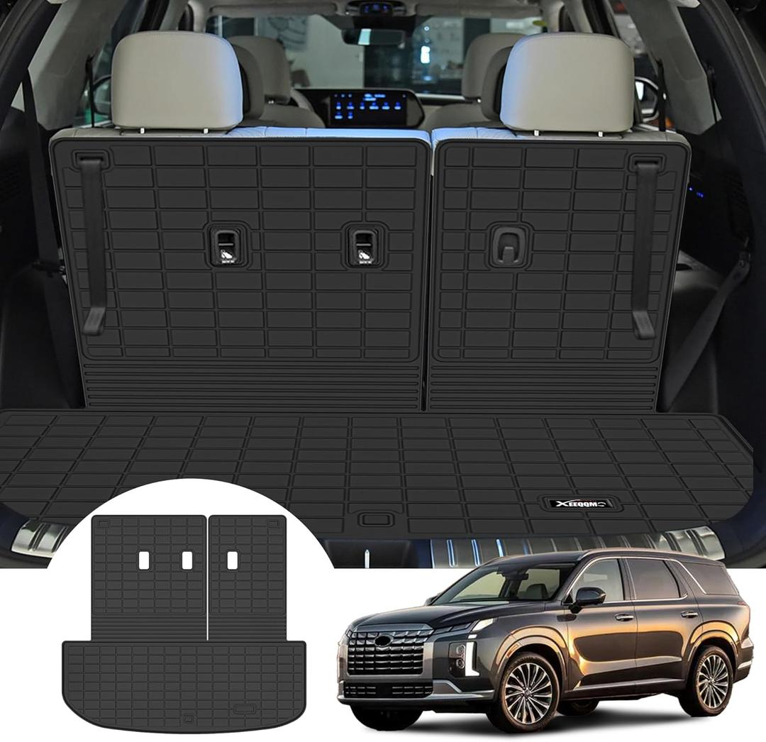 Trunk Mat & Backrest Mat for 2020-2025 Hyundai Palisade Cargo Mat Liner All Weather TPE Protector Back Seat Cover 3rd Row for 2020 2021 2022 2023 2024 2025 Hyundai Palisade Accessories (trunk mats for 2020-2024 Hyundai Palisade)