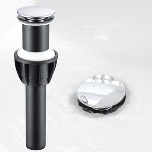 TIORIY Vessel Sink Drain Without Overflow, Bathroom Pop up Sink Drain Fit for 1 3/4 Inch Vessel Sink, Built-in Anti Clogging Sink Stopper, Chrome