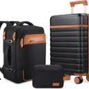 UKEIN Luggage Sets 3 Piece, Carry On Luggage 20In With Spinner Wheels,PC Hardside Suitcase Set with TSA Lock,Durable Carry On Suitcase With Travel Backpack for Men Black, 3 piece set (20inch)