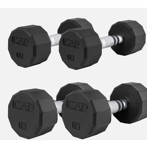 CAP 50 lbs Coated Dumbbell Set | Multiple Styles 10LBx2, 15lbx2 Set Fast Ship