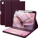 Compatible for iPad Air 11 Inch/Air 5th 4th Generation Case with Keyboard - Folio Keyboard Cover with Pencil Holder for iPad Air 11-inch M3/M2 (2025/2024), Air 5/Air 4 (Mulberry)