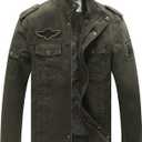 WenVen Men's Military Jacket Fleece Lined Winter Puffer Coat Cotton Windbreaker Parka (Army Green) 2XL