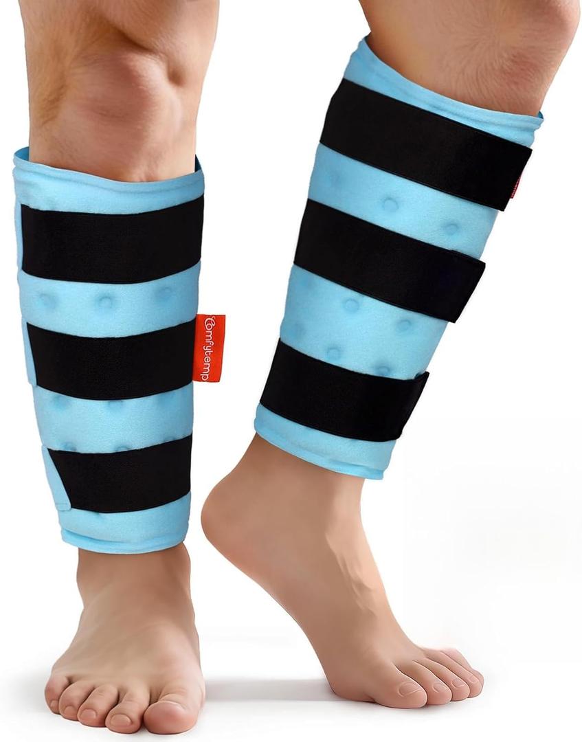 Comfytemp Extra Large Calf Shin Splint Ice Packs for Injury Reusable Gel, Knee Cold Pack, Hot Cold Compress Sleeve for Swelling, Tendonitis, Elbow, Leg, After Surgery Choice, 2 Pcs, L - XL