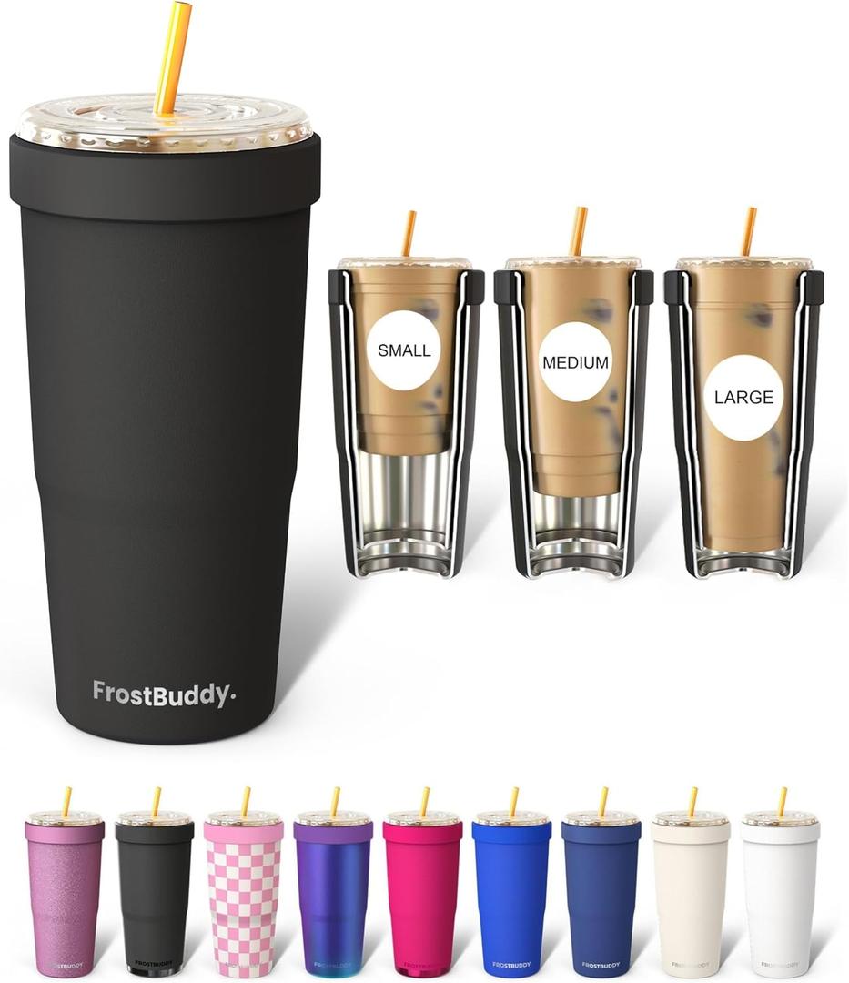 Frost Buddy Togo Buddy | 30 oz Stainless Steel Vacuum Insulated Tumbler | To Go Coffee Cup Iced Coffee Cups, Iced Coffee Sleeve, Travel Mug, Thermal Cup for Hot & Cold Drinks, Dunkin Cup (Black) | Vacuum Insulated, Thermal Mug, Hot and Cold Drinks, Dunkin Cup
