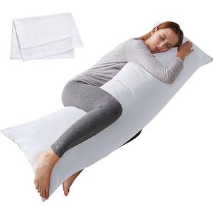 ELNIDO QUEEN Body Pillow with Pillowcase - Soft Long Bed Pillow for Adults - Breathable Full Body Pillow Insert for Sleeping, 20x54inches, White
