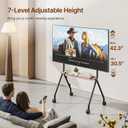 Easel Rolling TV Stand for 49-80 Inch TV Screen up to 110 LBS, Portable TV Stand with Wheels, Rolling TV Cart for Business, Office, School, Home, Black