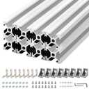 8Pack 2020 Aluminum Extrusion V-Slot 300mm Silver Extruded Aluminum Profile 20x20 V-Slotted Framing European Standard Anodized Linear Rail for 3D Printer Accessories Parts