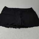 luvamia Jean Shorts for Women Mid Rise Trendy Stretchy Crossover Waist Denim Shorts Raw Hem Casual Summer Pockets (2XL, Black)