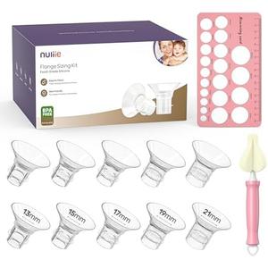 Nuliie 10PCS Silicone Flanges Insert Replacement Kit, Flange Sizing Kit 13/15/17/19/21mm for 24mm Flange/Shield Breast Pumps, Pumping Essential Kit for Moms